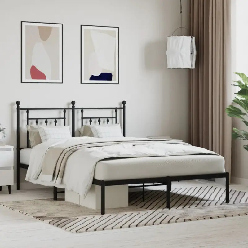 Robuust metalen latten bedframe met extra opbergruimte - Zwart / 140 x 200 cm / met hoofdbord - Bedden & bedframes