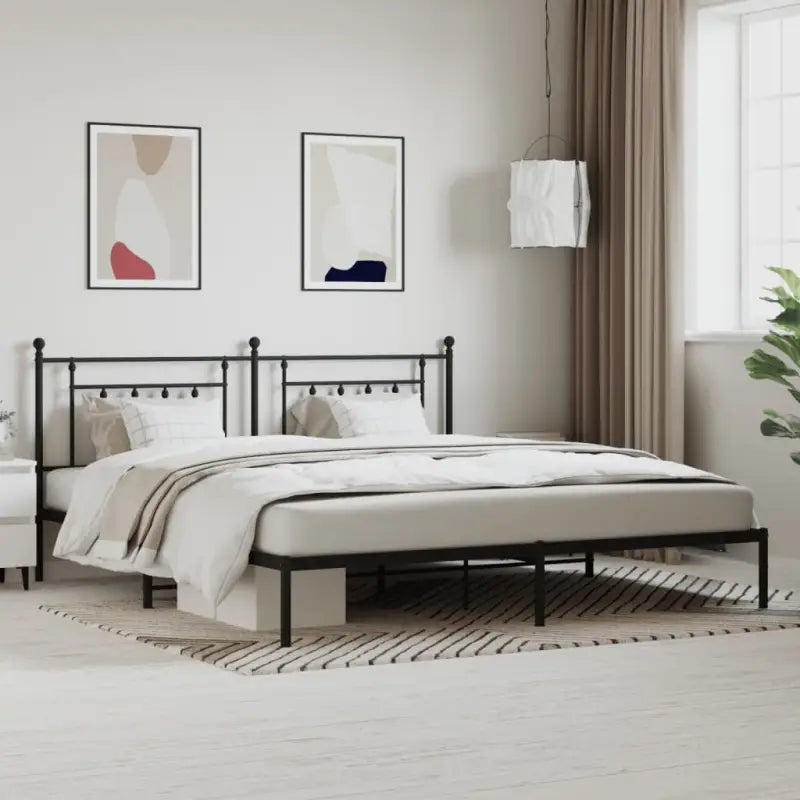 Robuust metalen latten bedframe met extra opbergruimte - Zwart / 200 x 200 cm / met hoofdbord - Bedden & bedframes