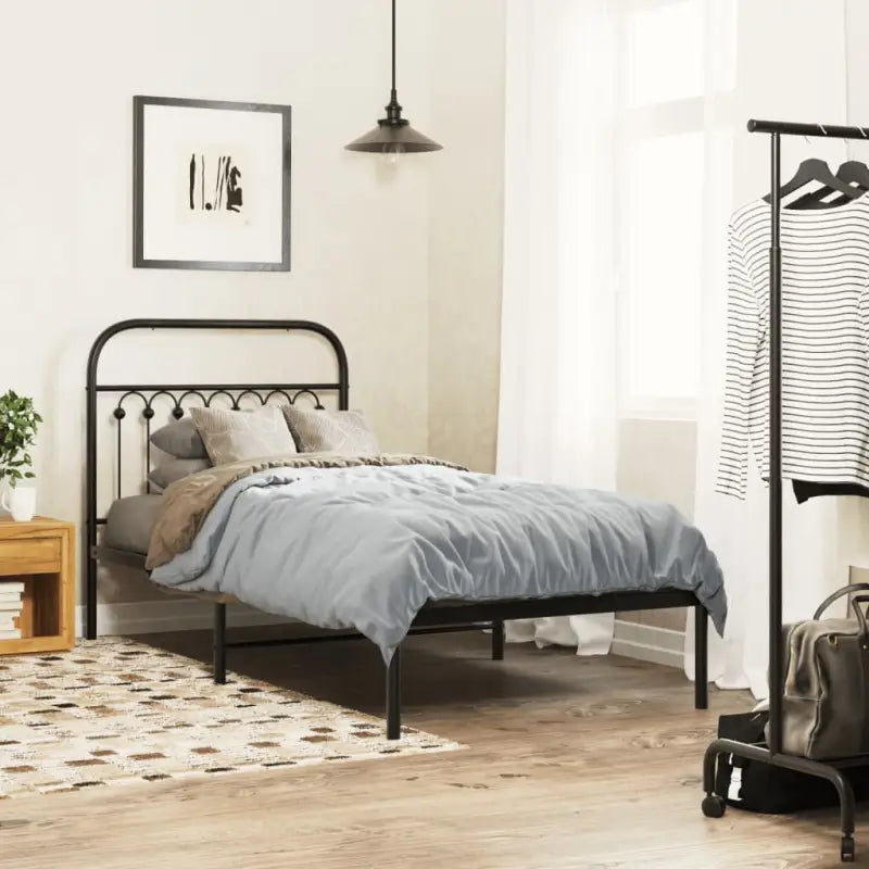 Robuust metalen latten bedframe met extra opbergruimte - Zwart / 90 x 190 cm / met hoofdbord - Bedden & bedframes