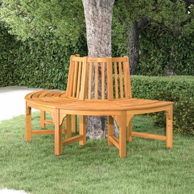 Ronde boombank van massief eucalyptushout voor natuurlijk schaduw - Ø160 cm / 1 / Half rond - Tuinbanken