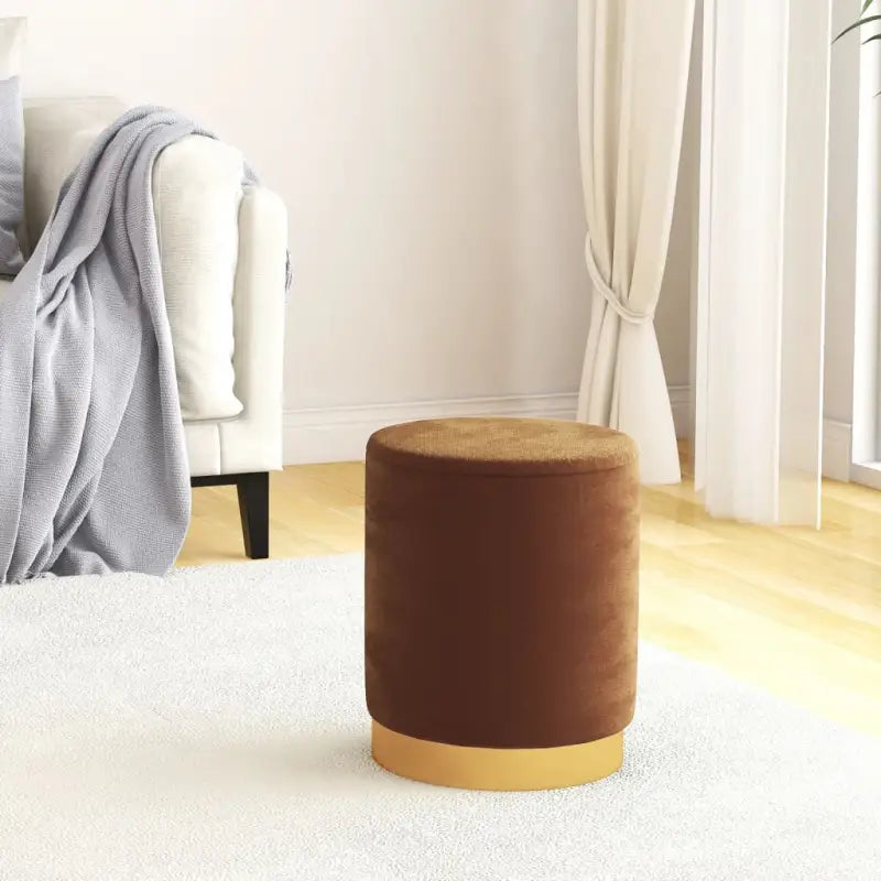 Ronde fluwelen hocker met opbergruimte voor comfortabel en praktisch gebruik - Bruin / 1 / Fluweel - Klapstoelen &