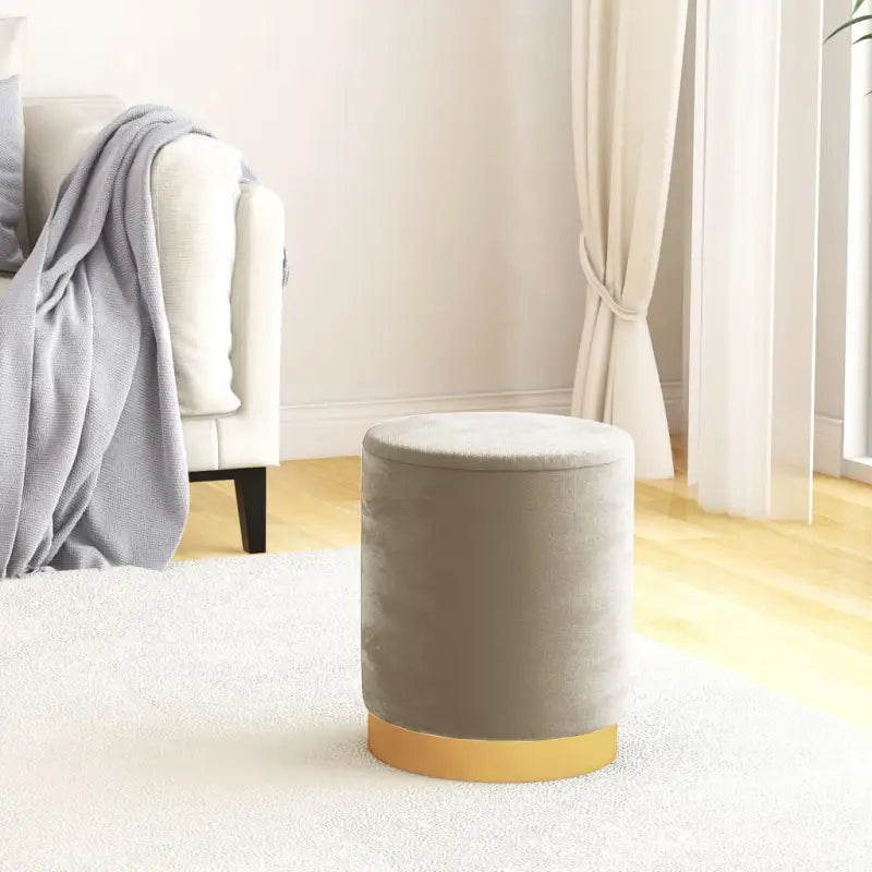 Ronde fluwelen hocker met opbergruimte voor comfortabel en praktisch gebruik - Donkergrijs / 1 / Fluweel - Klapstoelen