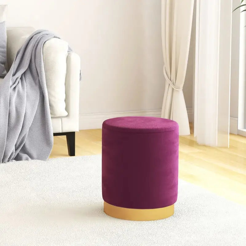 Ronde fluwelen hocker met opbergruimte voor comfortabel en praktisch gebruik - Paars / 1 / Fluweel - Klapstoelen &