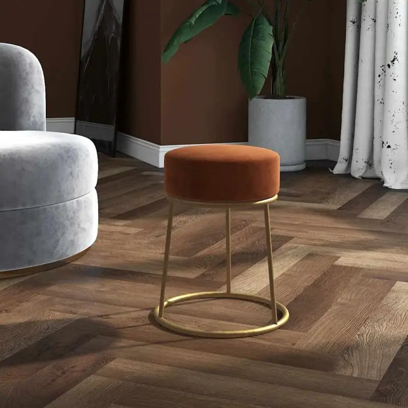 Ronde fluwelen poef voor stijl en comfort - Bruin / 1 / Fluweel - Klapstoelen & krukken