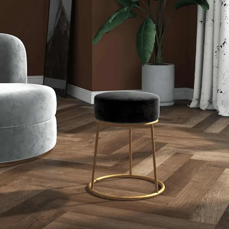 Ronde fluwelen poef voor stijl en comfort - Zwart / 1 / Fluweel - Klapstoelen & krukken
