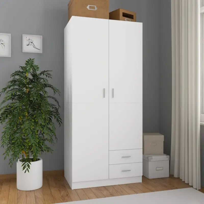 Ruime kledingkast van bewerkt hout voor duurzame opbergruimte - Wit / 1 - Kledingkasten