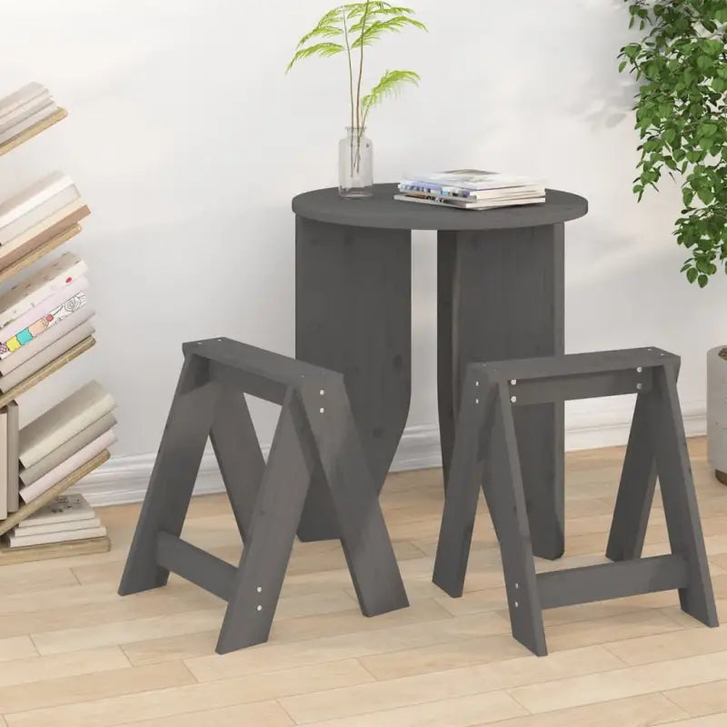 Rustieke krukken van massief grenenhout voor je interieur - Grijs / 40 x 40 x 45 cm / 2 - Klapstoelen & krukken