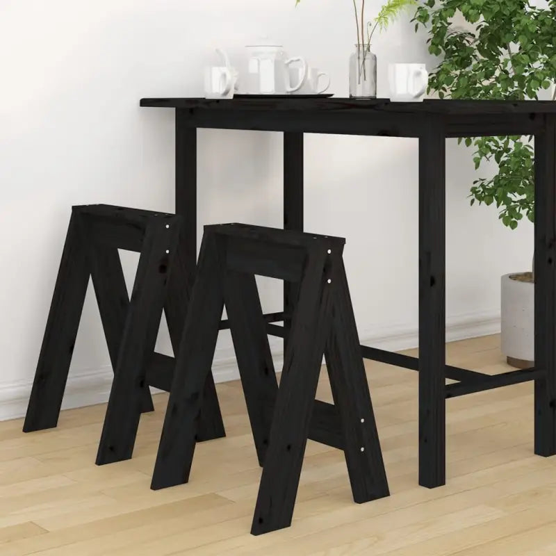 Rustieke krukken van massief grenenhout voor je interieur - Zwart / 40 x 40 x 60 cm / 2 - Klapstoelen & krukken