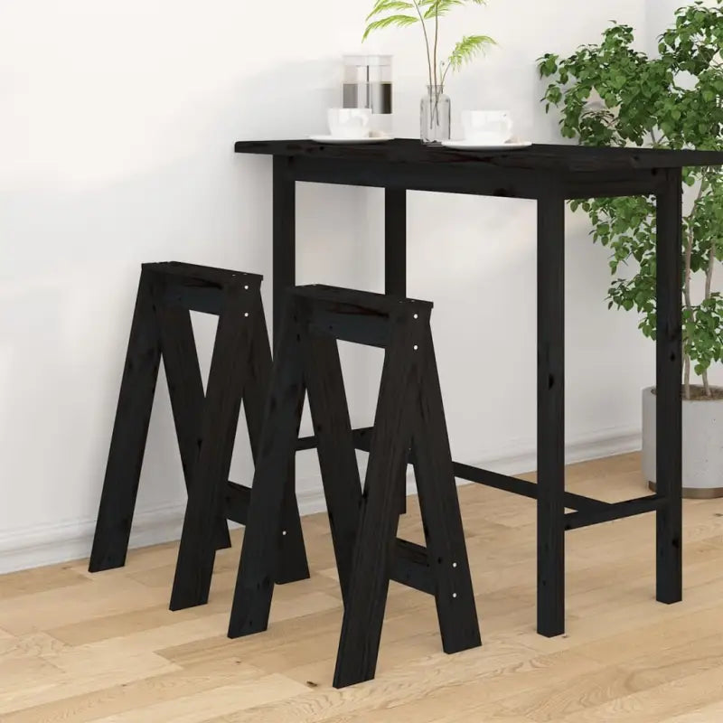 Rustieke krukken van massief grenenhout voor je interieur - Zwart / 40 x 40 x 75 cm / 2 - Klapstoelen & krukken