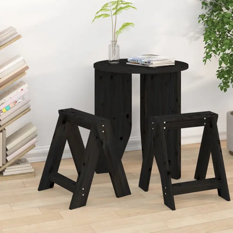 Rustieke krukken van massief grenenhout voor je interieur - Zwart / 40 x 40 x 45 cm / 2 - Klapstoelen & krukken