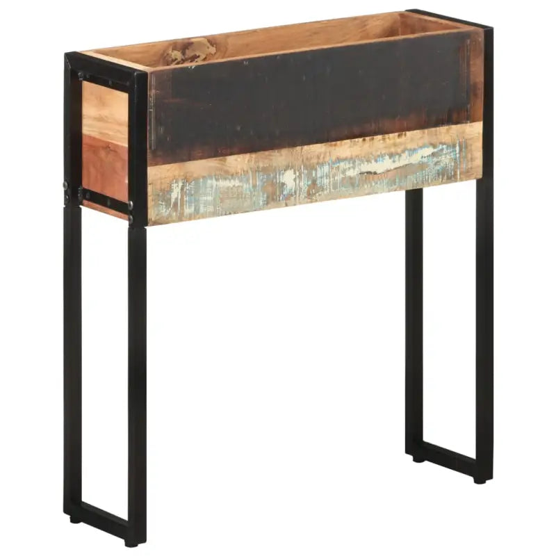 Ruwe Mangohouten plantenbak voor tuin balkon en terras - 60 x 20 x 68 cm / 1 / massief gerecycled hout - Bloempotten &
