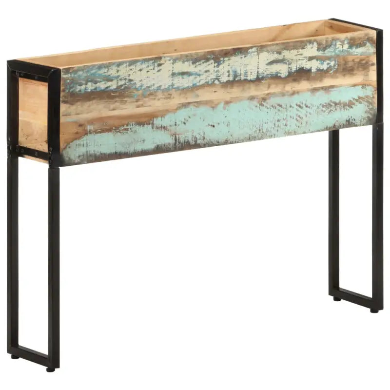 Ruwe Mangohouten plantenbak voor tuin balkon en terras - 90 x 20 x 68 cm / 1 / massief gerecycled hout - Bloempotten &