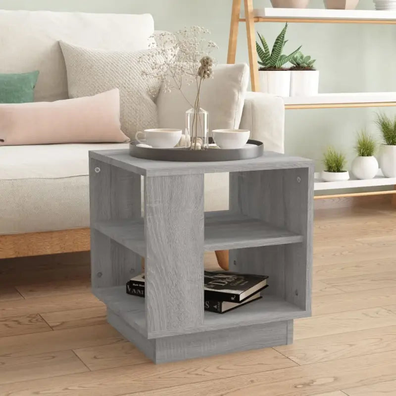 Salontafel in grijs sonoma bewerkt hout met modern ontwerp - Grijs sonoma / 40 x 40 x 43 cm / 1 - Salontafels