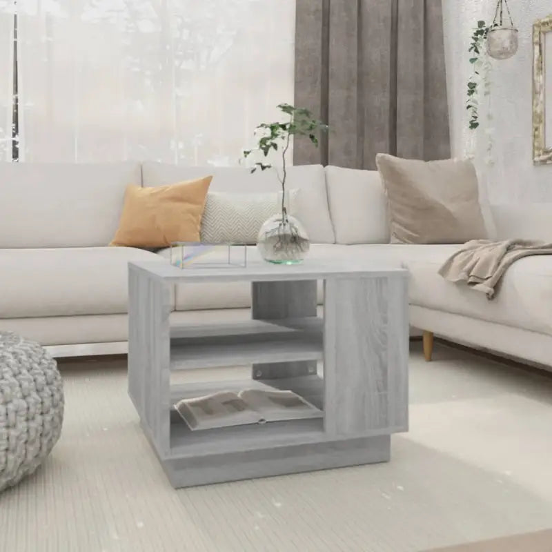Salontafel in grijs sonoma bewerkt hout met modern ontwerp - Grijs sonoma / 55 x 55 x 43 cm / 1 - Salontafels