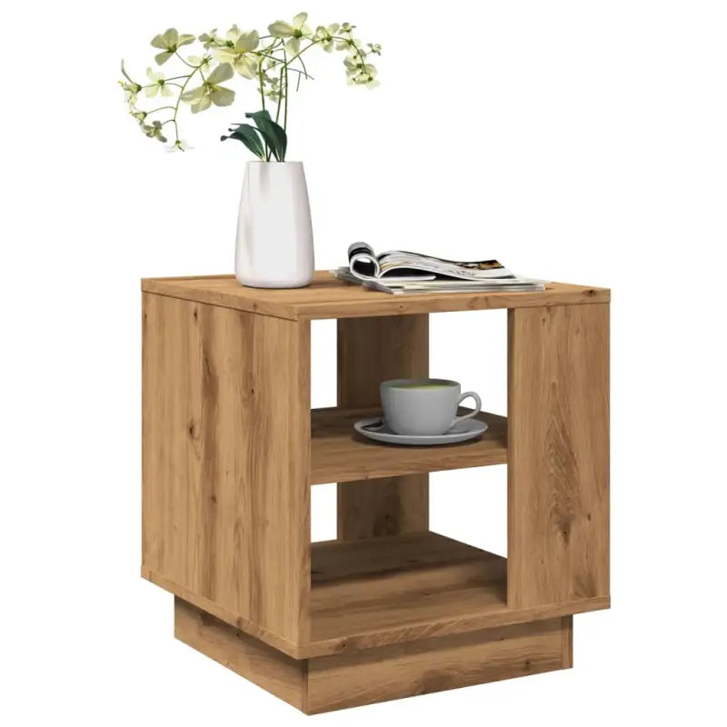 Salontafel in grijs sonoma bewerkt hout met modern ontwerp - artisanaal eikenkleurig / 40 x 40 x 43 cm / 1 - Salontafels
