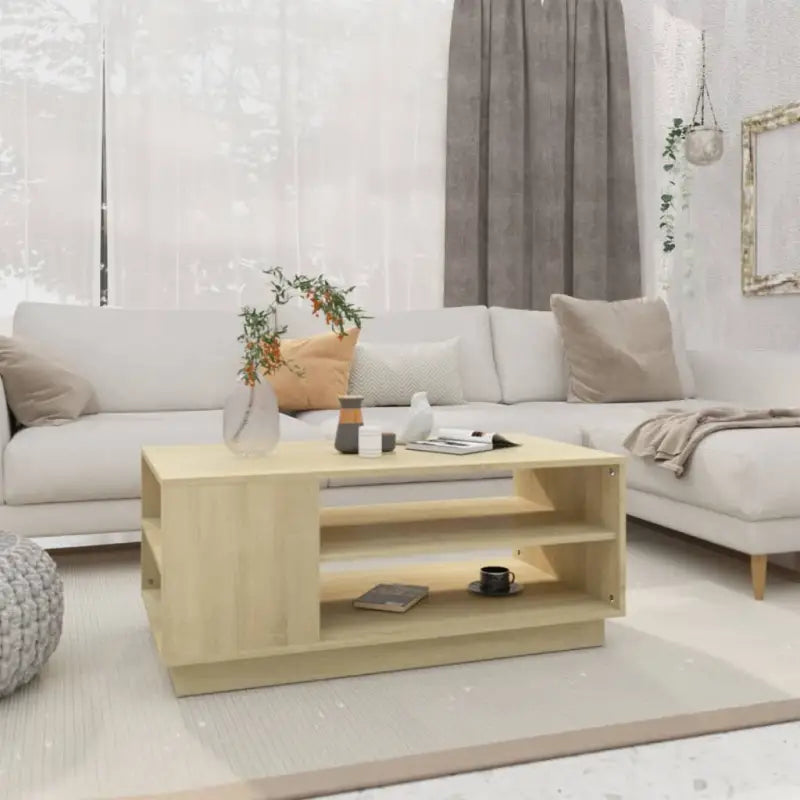 Salontafel in grijs sonoma bewerkt hout met modern ontwerp - Sonoma eiken / 102 x 55 x 43 cm / 1 - Salontafels