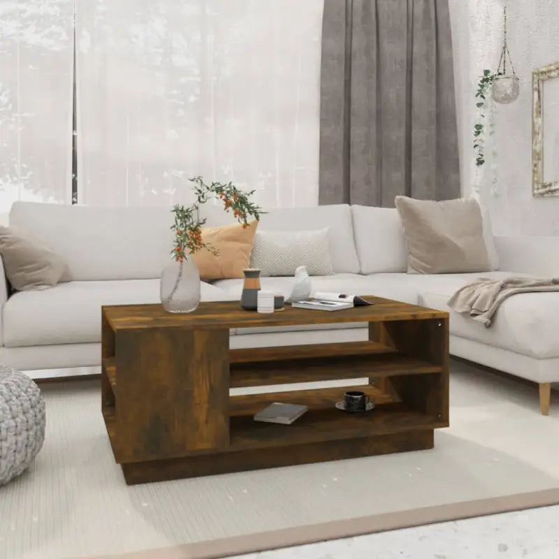 Salontafel in grijs sonoma bewerkt hout met modern ontwerp - Gerookt eiken / 102 x 55 x 43 cm / 1 - Salontafels