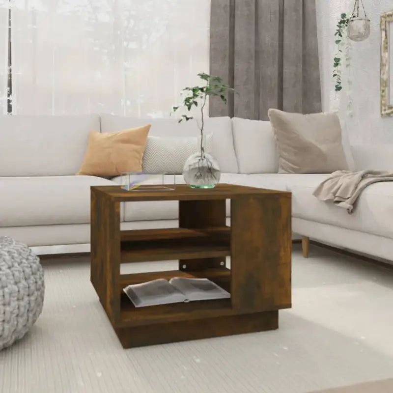 Salontafel in grijs sonoma bewerkt hout met modern ontwerp - Gerookt eiken / 55 x 55 x 43 cm / 1 - Salontafels