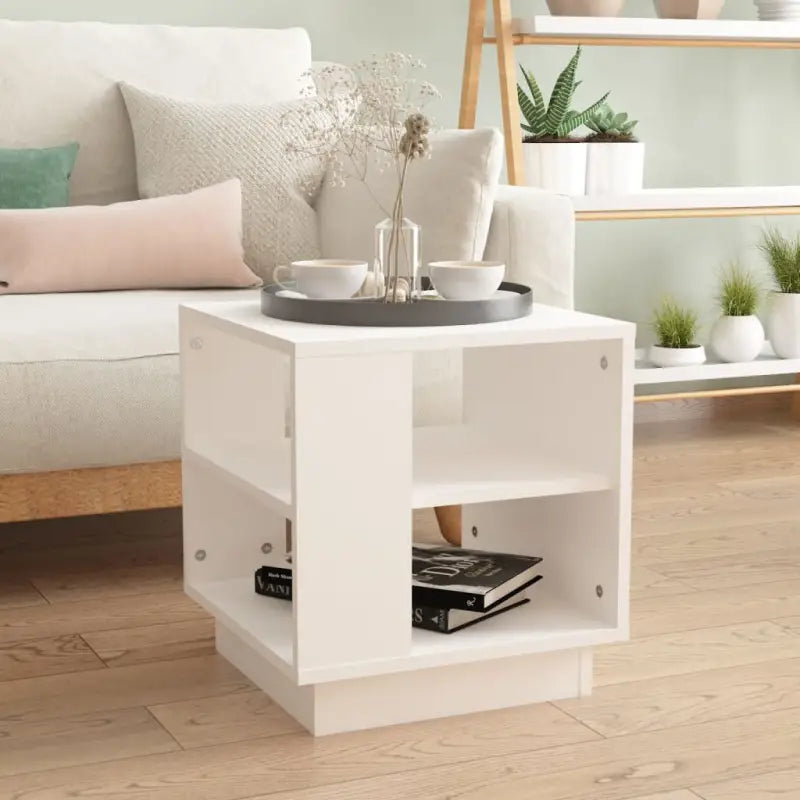 Salontafel in grijs sonoma bewerkt hout met modern ontwerp - Wit / 40 x 40 x 43 cm / 1 - Salontafels