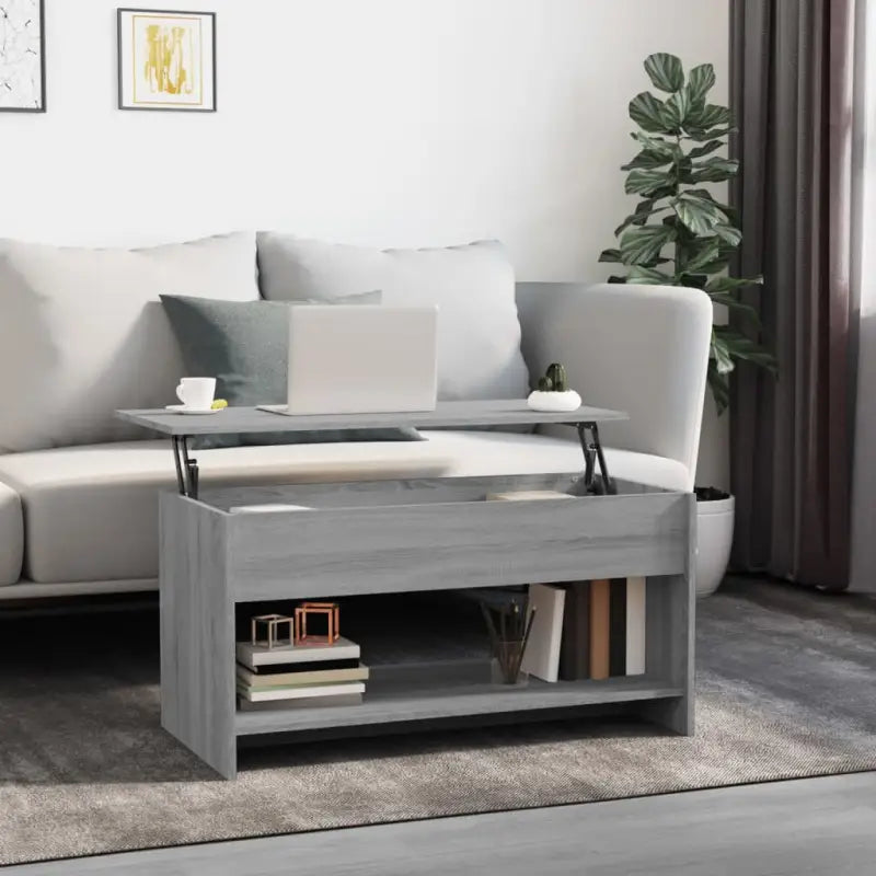 Salontafel in grijs sonoma bewerkt hout voor een verfijnde uitstraling - Grijs sonoma / 102 x 50 x 52.5 cm / 1