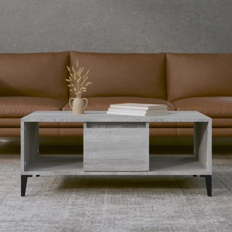 Salontafel in grijs Sonoma met bewerkt hout en industriële uitstraling - Grijs sonoma / 1 - Salontafels