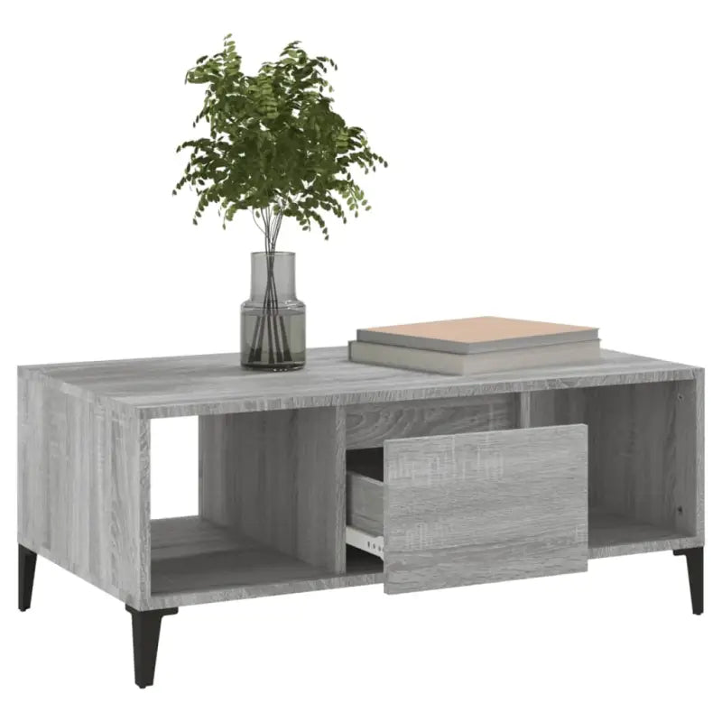 Salontafel in grijs Sonoma met bewerkt hout en industriële uitstraling - Salontafels