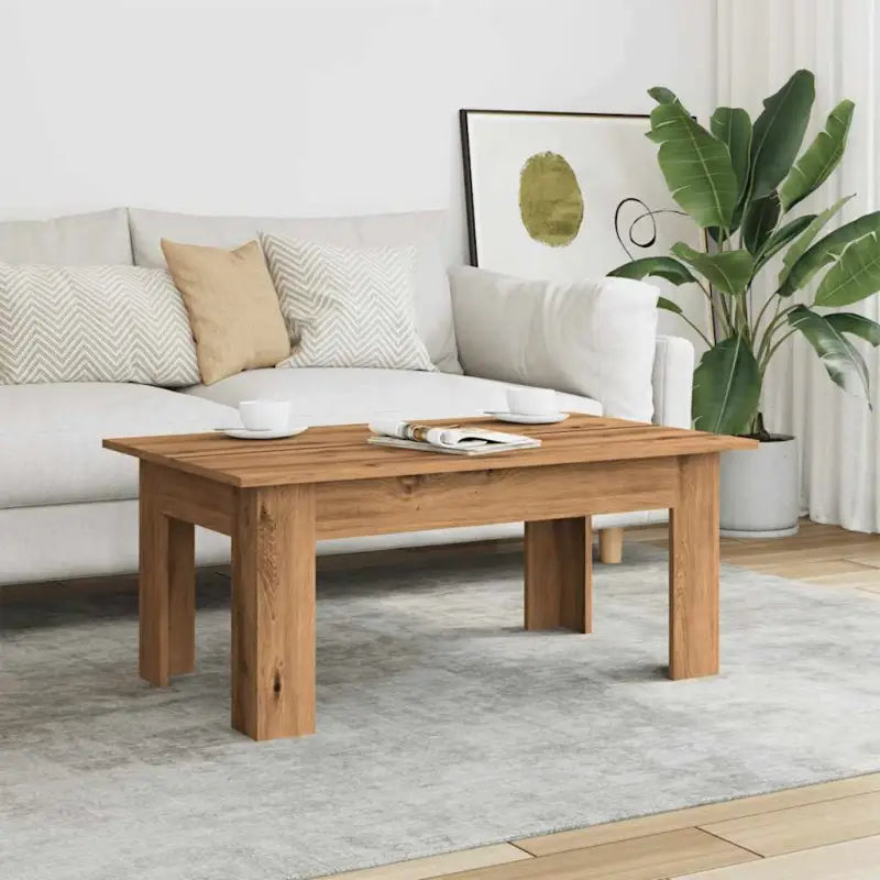 Salontafel in grijs sonoma met bewerkt hout voor een moderne uitstraling - artisanaal eikenkleurig / 100 x 60 x 42 cm