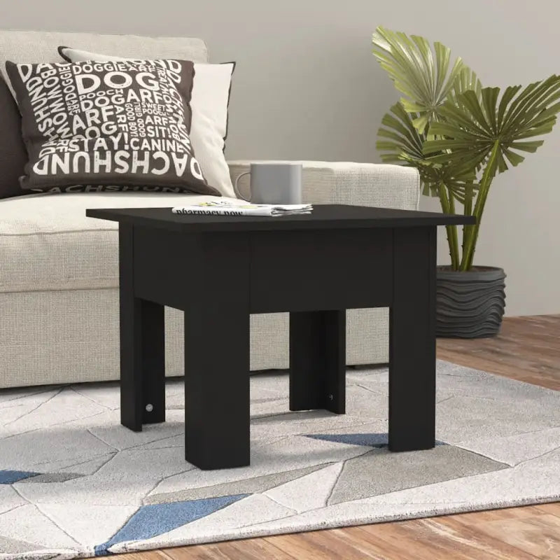 Salontafel in grijs sonoma met bewerkt hout voor een moderne uitstraling - Zwart / 55 x 55 x 42 cm / 1 - Salontafels