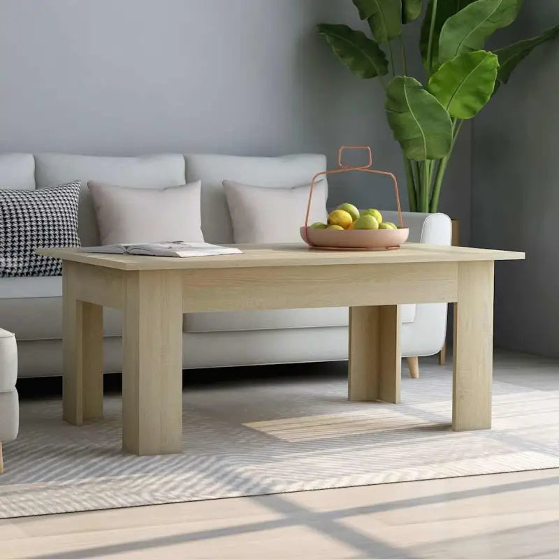Salontafel in grijs sonoma met bewerkt hout voor een moderne uitstraling - Sonoma eiken / 100 x 60 x 42 cm / 1