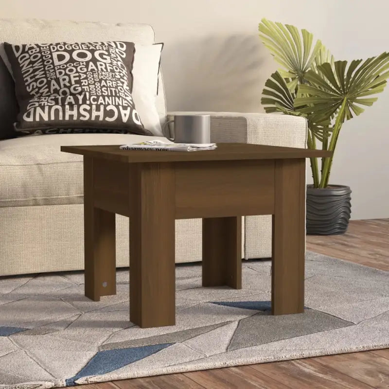 Salontafel in grijs sonoma met bewerkt hout voor een moderne uitstraling - bruin eikenkleur / 55 x 55 x 42 cm / 1