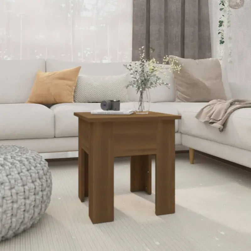 Salontafel in grijs sonoma met bewerkt hout voor een moderne uitstraling - bruin eikenkleur / 40 x 40 x 42 cm / 1