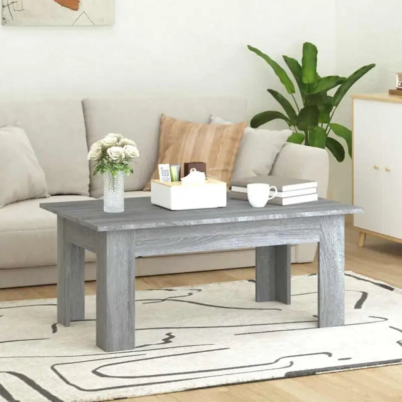 Salontafel in grijs sonoma met bewerkt hout voor een moderne uitstraling - Salontafels