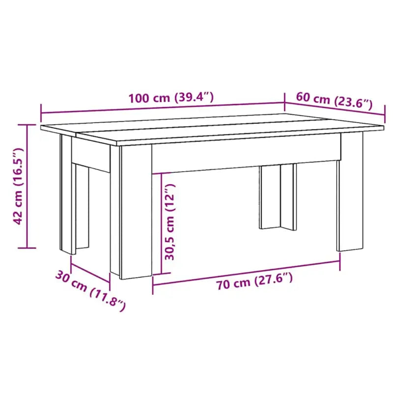 Salontafel in grijs sonoma met bewerkt hout voor een moderne uitstraling - Salontafels