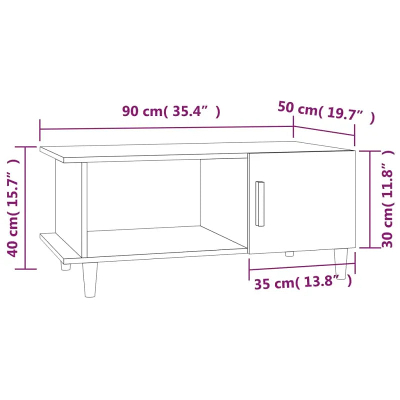 Salontafel in hoogglans wit met bewerkt hout voor een elegante woonkamer - Salontafels