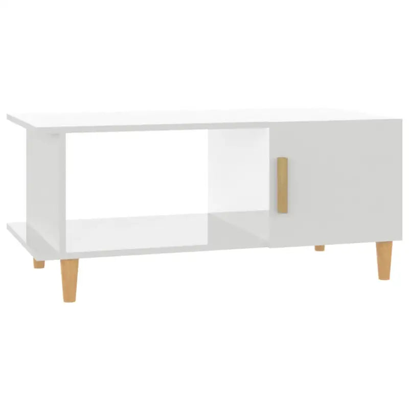 Salontafel in hoogglans wit met bewerkt hout voor een elegante woonkamer - Salontafels