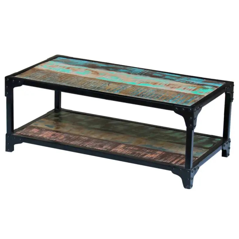 Salontafel in vintage stijl van massief ruw mangohout - 90 x 45 x 35 cm / 1 / massief gerecycled hout - Salontafels
