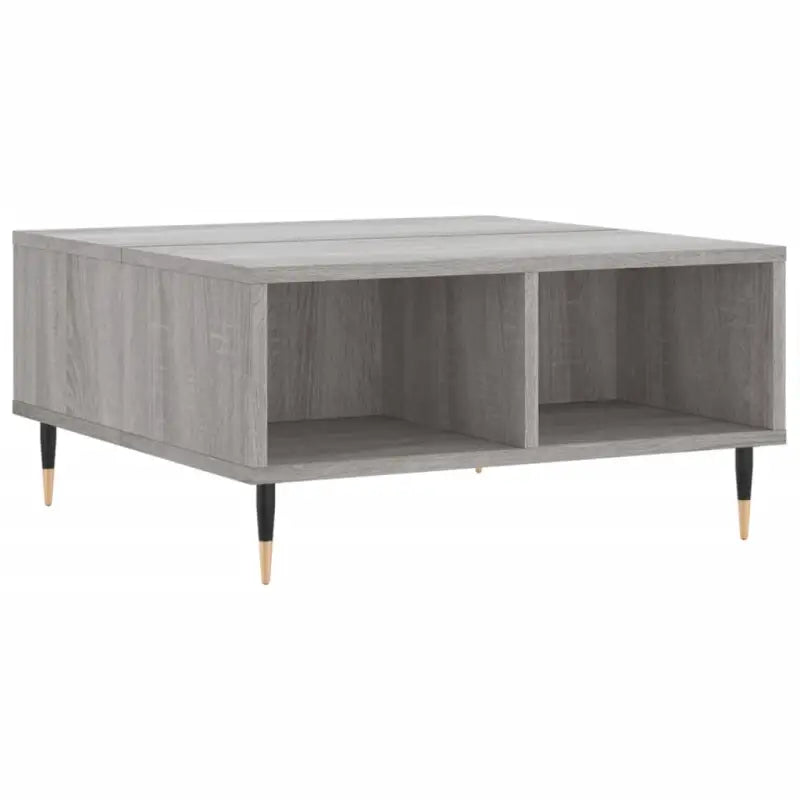 Salontafel met bewerkt hout en ijzeren poten in Grijs Sonoma - Salontafels