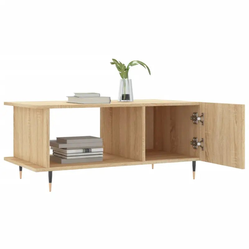 Salontafel met bewerkt hout en ijzeren poten voor een elegante woonkamer - Salontafels