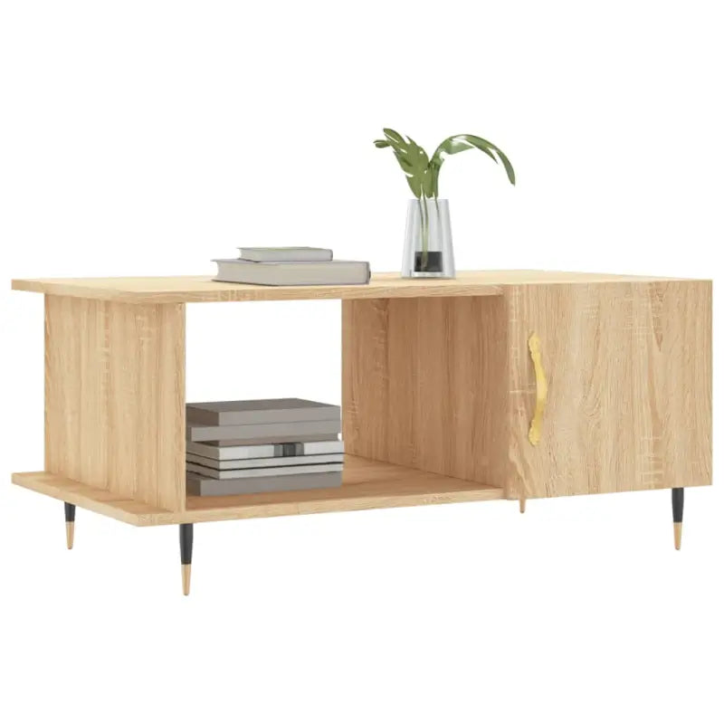 Salontafel met bewerkt hout en ijzeren poten voor een elegante woonkamer - Salontafels