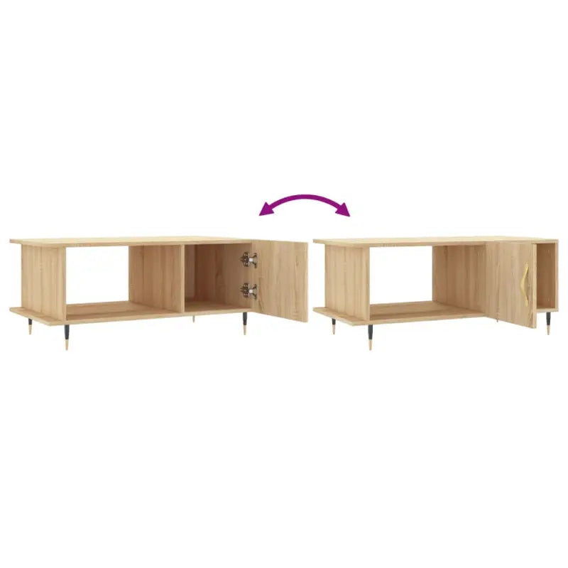 Salontafel met bewerkt hout en ijzeren poten voor een elegante woonkamer - Salontafels