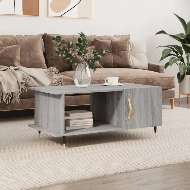Salontafel met bewerkt hout en ijzeren poten voor een elegante woonkamer - Grijs sonoma / 1 - Salontafels