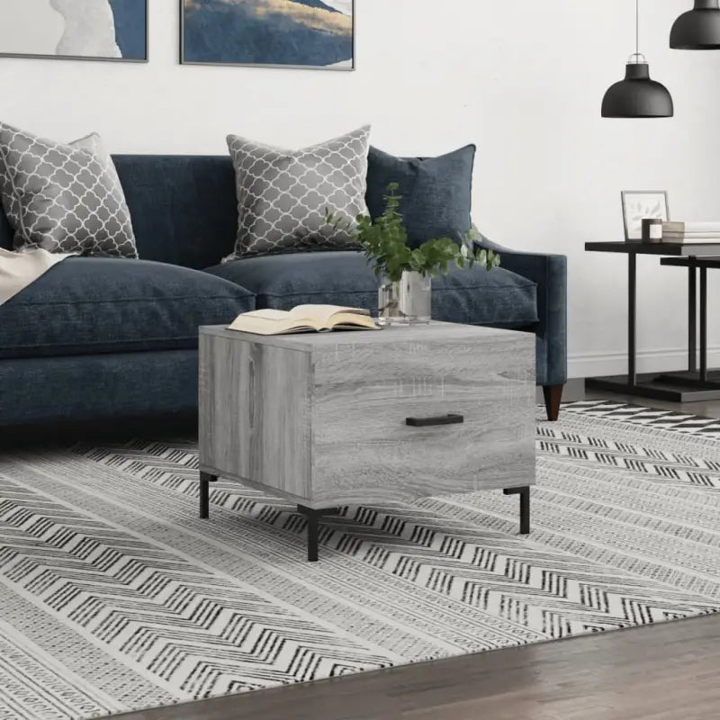 Salontafel met bewerkt hout en ijzeren poten voor elegante woonruimte - Grijs sonoma / 1 - Salontafels