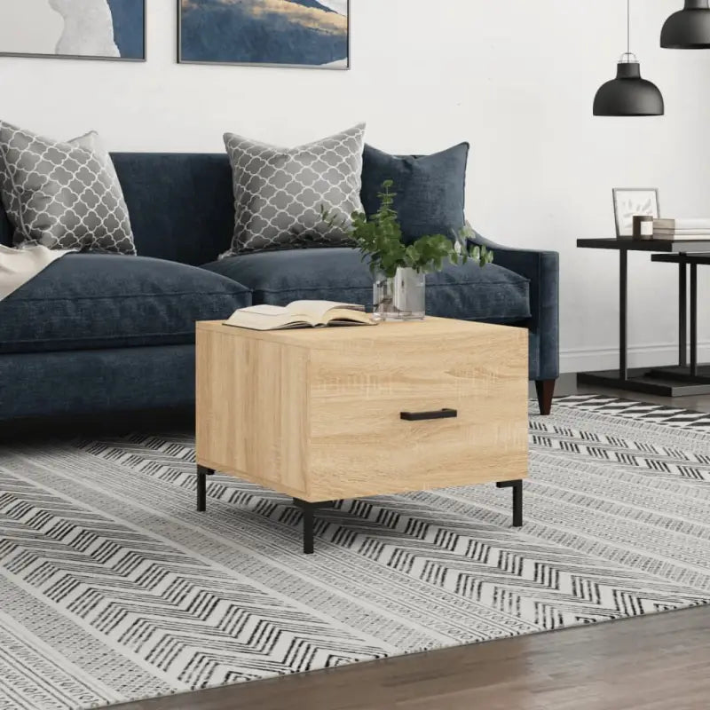 Salontafel met bewerkt hout en ijzeren poten voor elegante woonruimte - Sonoma eiken / 1 - Salontafels