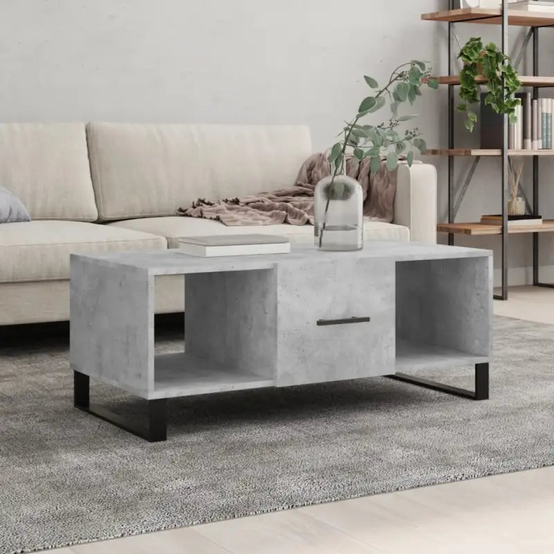 Salontafel met bewerkt hout en ijzeren poten voor elegantie - Betongrijs / 1 - Salontafels
