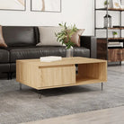 Salontafel met bewerkt hout en ijzeren poten voor uitstraling - Sonoma eiken / 1 - Salontafels