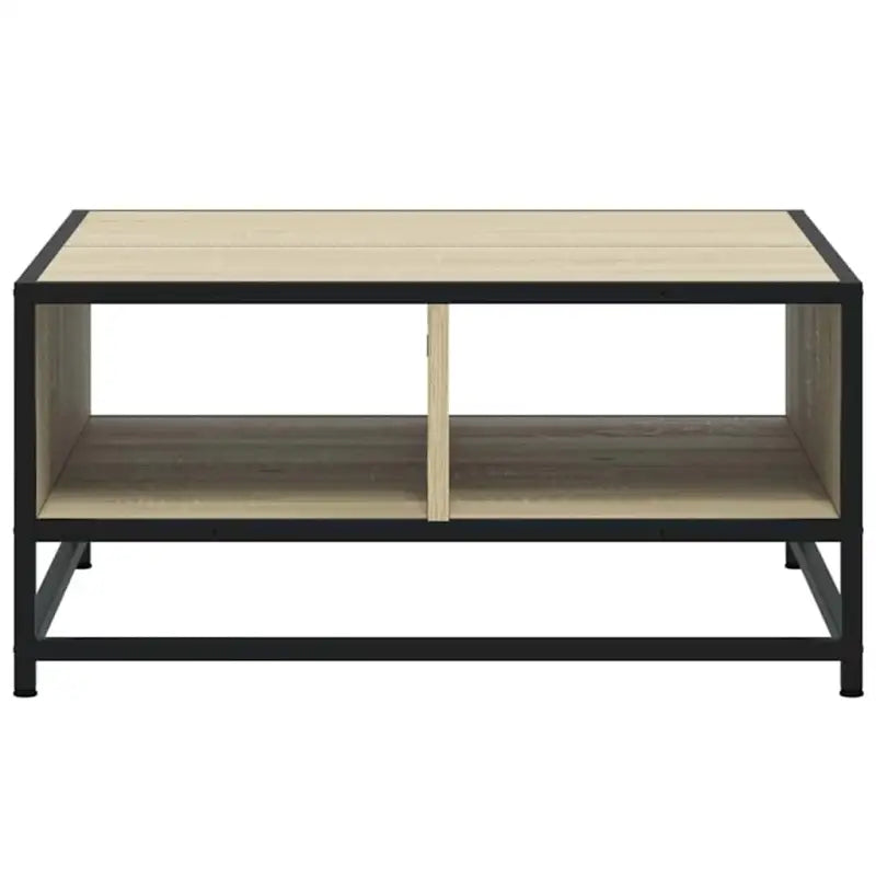 Salontafel met bewerkt hout en metalen frame in industriële stijl - Salontafels