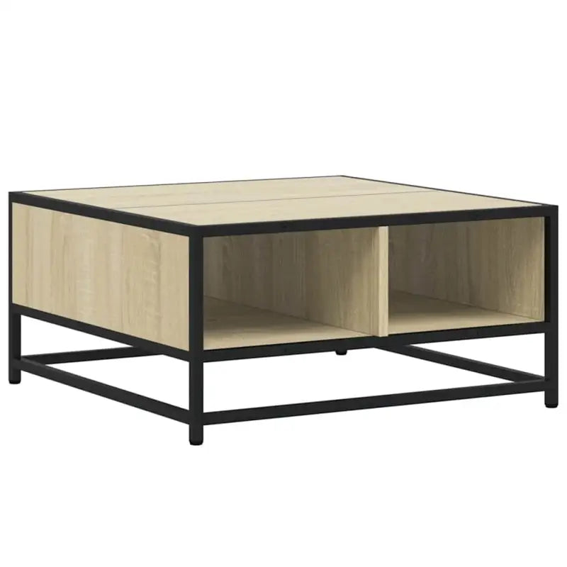 Salontafel met bewerkt hout en metalen frame in industriële stijl - Salontafels