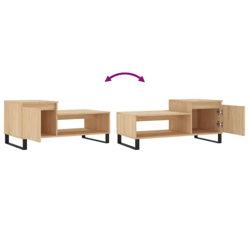 Salontafel met bewerkt hout en metalen poten voor een elegante woonkamer - Salontafels