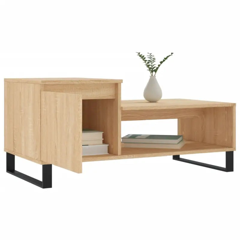 Salontafel met bewerkt hout en metalen poten voor een elegante woonkamer - Salontafels