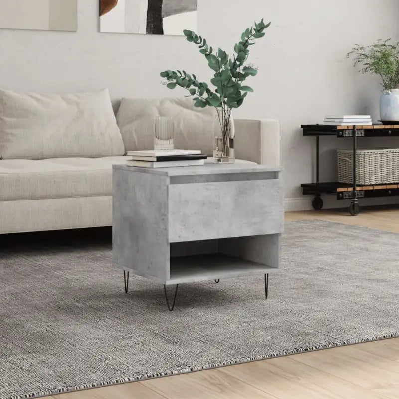 Salontafel met bewerkt hout en metalen poten voor een elegante woonkamer - Betongrijs / 1 - Salontafels